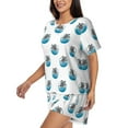 thumbnail image 2 of Daiia Turtle Pattern Womens Pajama Sets Short Sleeve Pajamas for Women Sets Soft Lounge Sets Casual Round Neck Sleepwear PJS-Medium, 2 of 7
