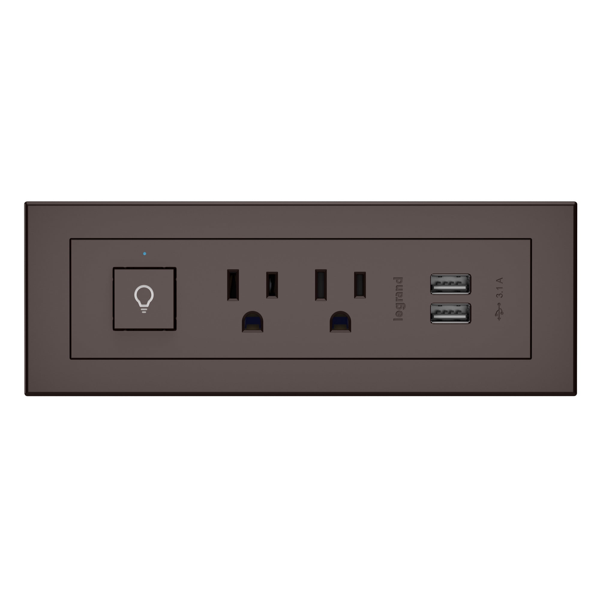 C2G Wiremold Radiant Furniture Power Center Switch (2) Outlet (2) USB, Nickel