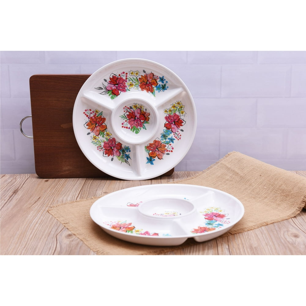 Mainstays Outdoor Melamine Tropical Chip & Dip Serve Tray, Set of 2