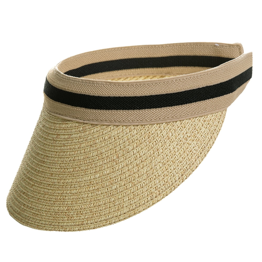 Jeff & Aimy Sun Visor Hat for Women Straw Summer Beach Hats Wide Brim ...