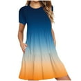 thumbnail image 2 of Sakmal Basic Sun Dresses for Women 2024 Loose Fit with Pocket Gradient Blue Short Sleeve Comfort Fit Long Sundress, 2 of 5