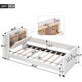 thumbnail image 3 of Modern Upholstered Platform Bed, Twin Size Upholstered Platform Bed with Guardrail, Storage Headboard and Footboard, No Box Spring Needed/Noise-Free (Beige, Twin), 3 of 7