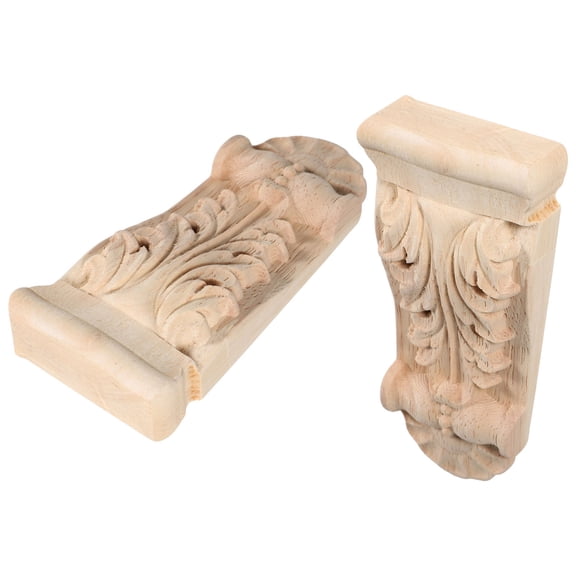 BESTYASH 2Pcs Ornate Wooden Corbels Traditional Hand Crafted Carved Wood Column Supports for Home