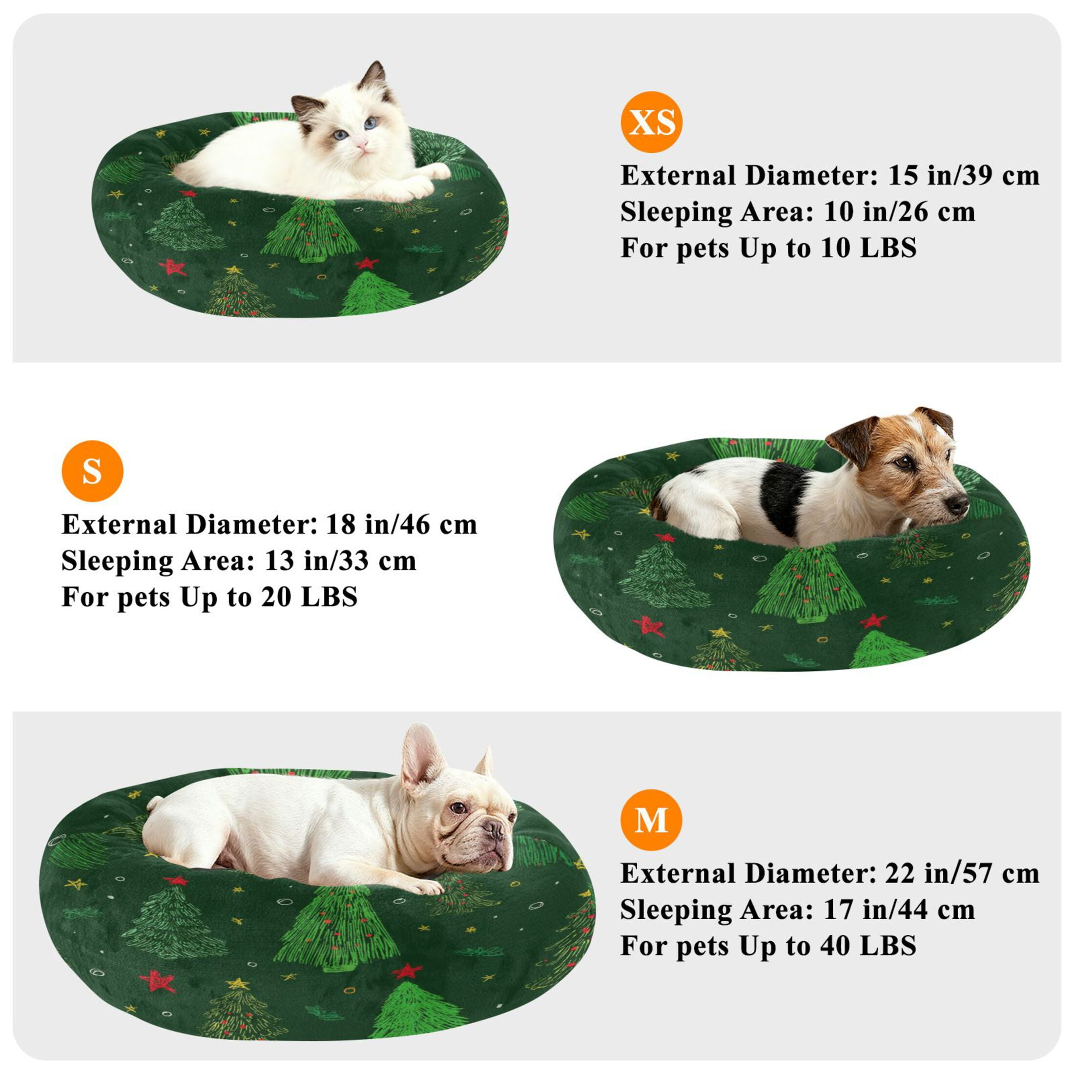 Iauyy Pet Couch Donut Cat Bed for Indoor Cats/Small Dogs Washable & Machine with Non-slip Bottom Calming Cat Furniture, Red and Yellow Stars (S)