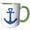Green/White, variant on 3drose, Rustic Blue Anchor Heart, 15oz Mug
