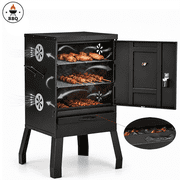 TOPNEST Smoker Grill, Portable Vertical BBQ Grill with 3 Cooking Area, Charcoal Pan, 4 Air Vents & Thermometer for Outdoor Camping Backyard Barbecue