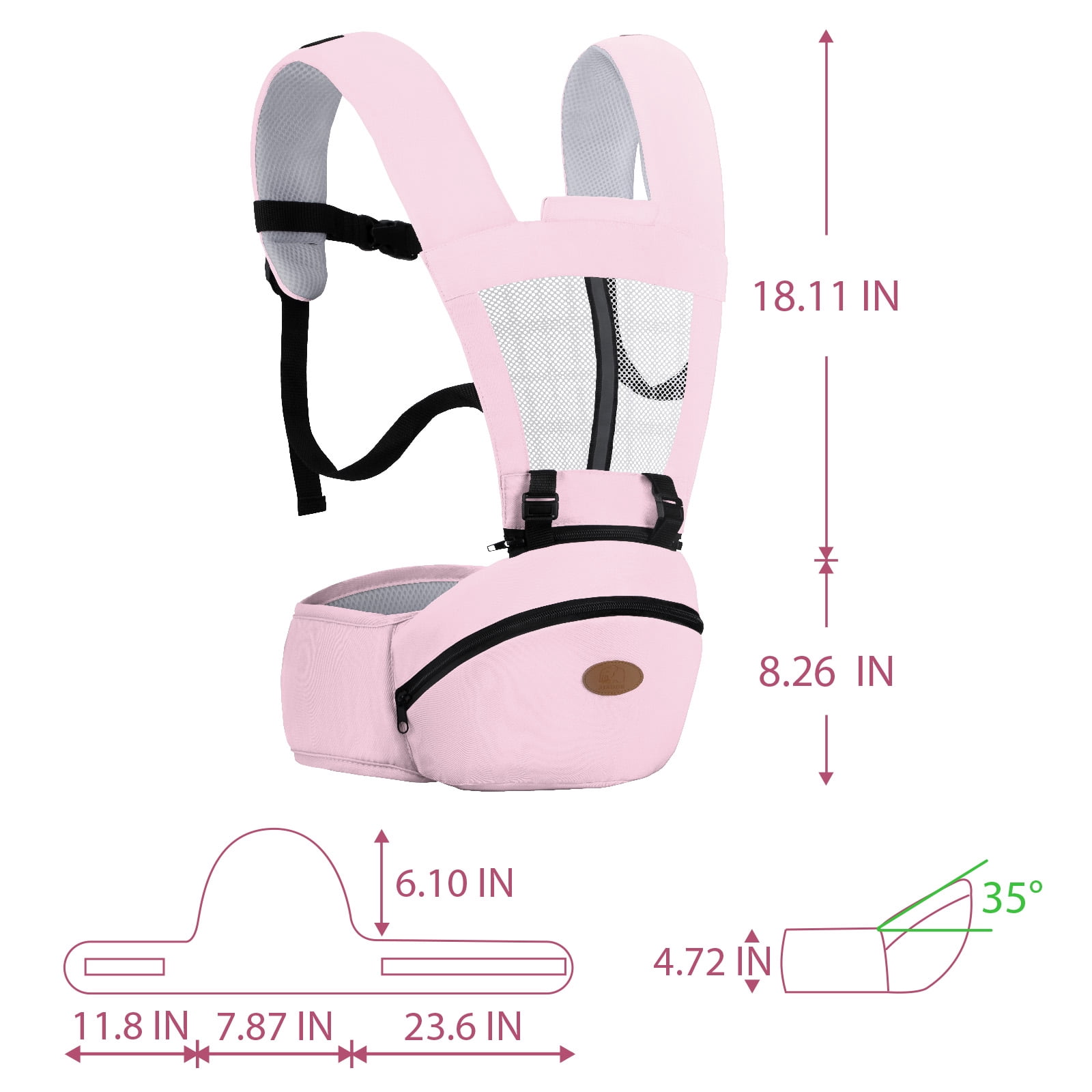 Lvelia Baby Carrier, 6-in-1 Ergonomic Baby Carrier Newborn to Toddler with Hip Seat,Front & Back Baby Holder Carrier,Perfect for Shopping Travelling,up to 44lbs,Pink