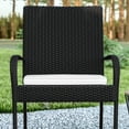 thumbnail image 4 of Emma + Oliver Set of 2 Stacking All-Weather Black Wicker Wrapped Powder Coated Steel Patio Club Chairs with Cream Weather Resistant Tie-On Cushions, 4 of 13