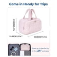 thumbnail image 5 of Travel Toiletry Bag for Women, Large Wide-open Puffy Cosmetic Makeup Bag with Wet-Dry Separation, Multi-Pocket Organizer with Carry Handle for Toiletries, Cosmetics, Essentials, Beige, 5 of 5