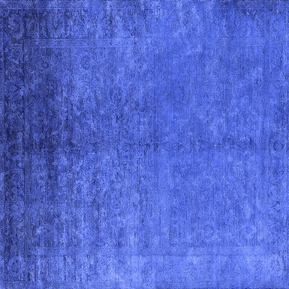 Ahgly Company Machine Washable Indoor Square Persian Blue Bohemian Area Rugs, 6' Square