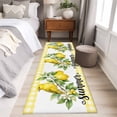 thumbnail image 4 of Summer Lemon 2'x6' Runner Rugs for Hallway Kitchen Bedside Non Slip, Farmhouse Fruits Birds Leaves Plants Yellow Plaid Entryway Rug Runners with Rubber Backing, Long Carpet Runner for Laundry Room, 4 of 8