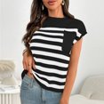 thumbnail image 4 of Tops de Color Sólido para Mujeres, Camiseta de Manga Corta de Cuello Redondo Casual para la Primavera, el Verano, la Fiesta Y el Uso Diario, 4 of 8