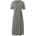 thumbnail image 4 of Robes de Printemps pour Femmes Décontractées Manches 3/4 Longue Robe Évasée Basique Plage Vacances Travail Maxi Robe 2025, 4 of 5