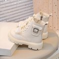 thumbnail image 4 of KPOPLK Girls Combat Boots Kids Ankle Side Zipper Booties Toddler-Big Kid Water Resistant Girls Breathable Lining Non-Slip Sole(37,Beige), 4 of 8