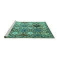 thumbnail image 2 of Ahgly Company Machine Washable Indoor Rectangle Persian Turquoise Blue Traditional Area Rugs, 7' x 10', 2 of 4