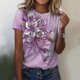 thumbnail image 1 of ICHUANYI Clearance Women's Fashion Printed T-shirt Short Sleeves Blouse Round Neck Casual Tops(Pink, S) ICHUANYI WER2023080710405, 1 of 4