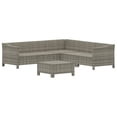 thumbnail image 2 of vidaXL 6 Piece Garden Lounge Set with Cushions Grey Poly Rattan, 2 of 5