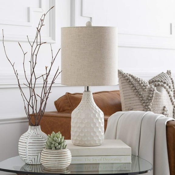 Mark&Day Table Lamps, Leoben Traditional Ivory White Bedside Table Lamp for Nightstand Bedroom Living Room Office (18" H x 9" W x 9" D)