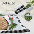 thumbnail image 2 of Christmas Snowman Pillow Covers, Linen Long Throw Pillow Case, Winter Cardinal Xmas Tree Black Plaid Holiday Pillow Protector Decorative Cushion Cover for Living Room/Bedroom 20" x 30", 2 of 8