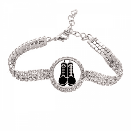 Men s Black High Boots Pattern Outline Tennis Chain Anklet Bracelet Diamond Jewelry