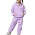 thumbnail image 4 of Girls Tracksuit Set Size 6 Winter Outfit Lined Hoodie and Joggers Comfy Casual Two Piece Play With Print, 4 of 6