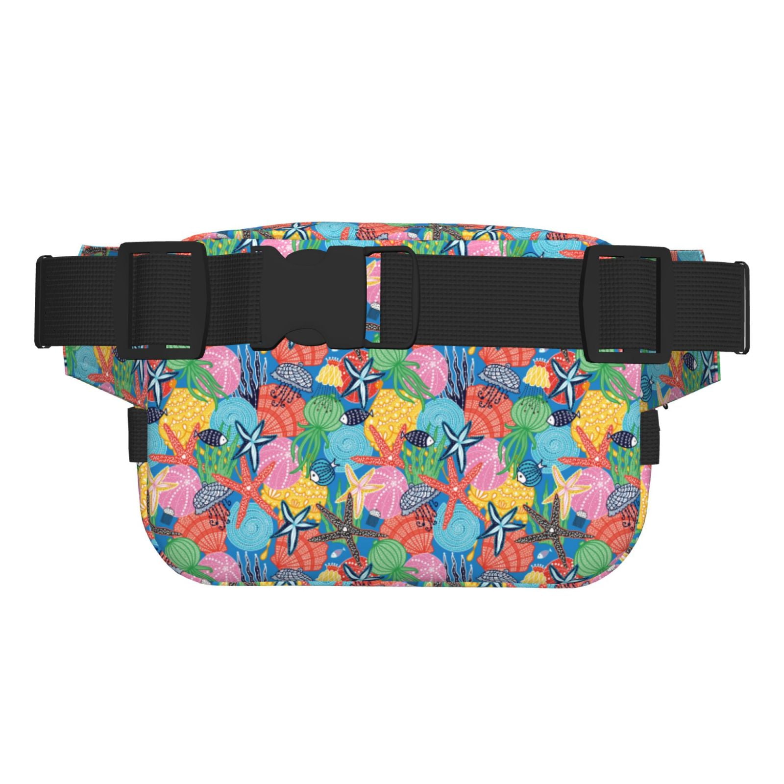 Picia Starfish And Algae Print Square Double-Layer Waist Bag Mini Adjustable Waist Belt Bag Exercise Running Travel Hiking