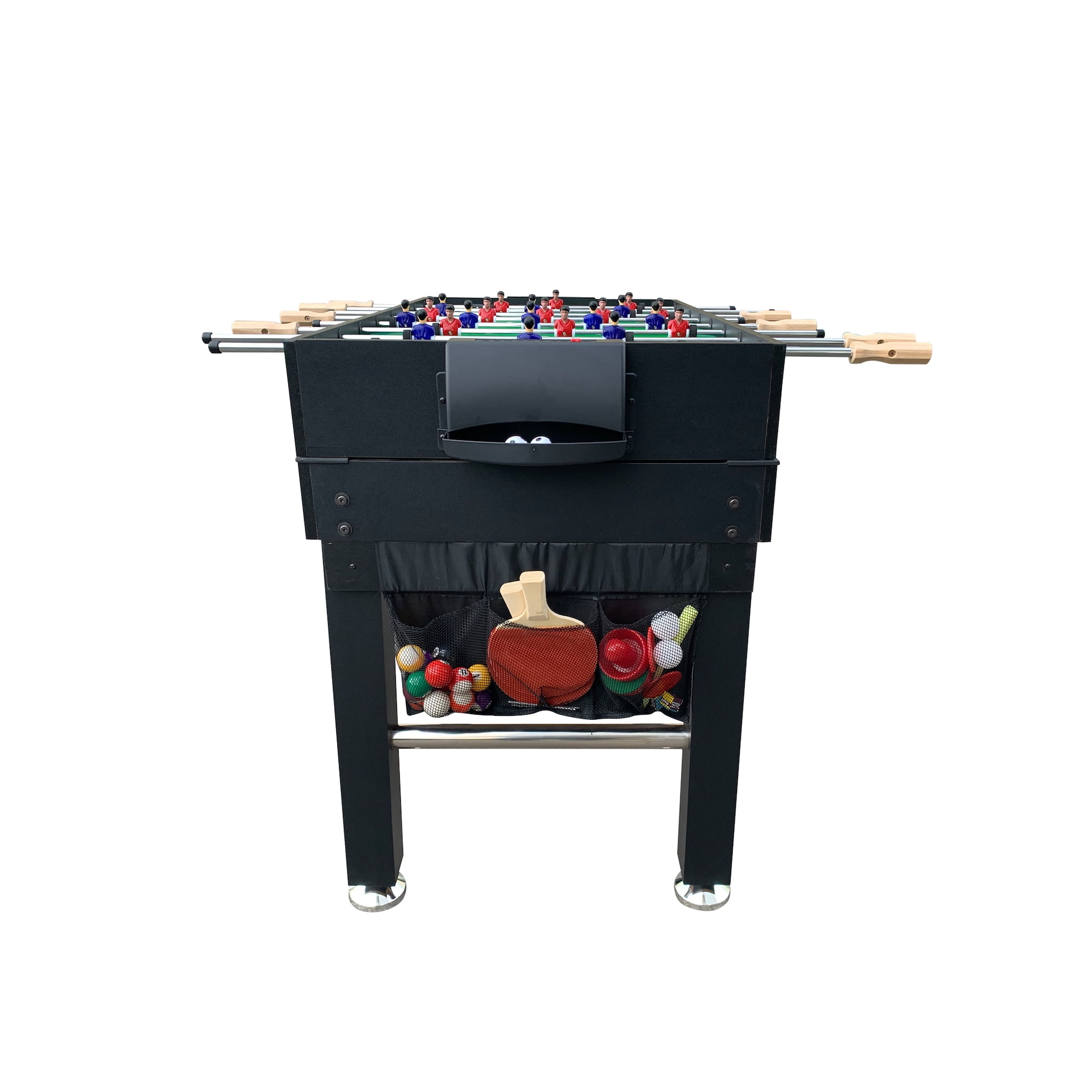 KICK Quad 48″ 4-in-1 Multi Game Table (Black) - Combo Game Table Set - Foosball, Billiards/Pool, Glide Hockey and Table Tennis for Home, Game Room, Friends and Family!