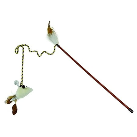 OurPets Zone Play-N-Squeak Twinkle Mouse Wand Interactive Cat Toy