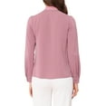 thumbnail image 3 of INSPIRE CHIC Women's Tie Neck Button Down Work Long Sleeves Blouse Shirts M Dusty Pink, 3 of 6
