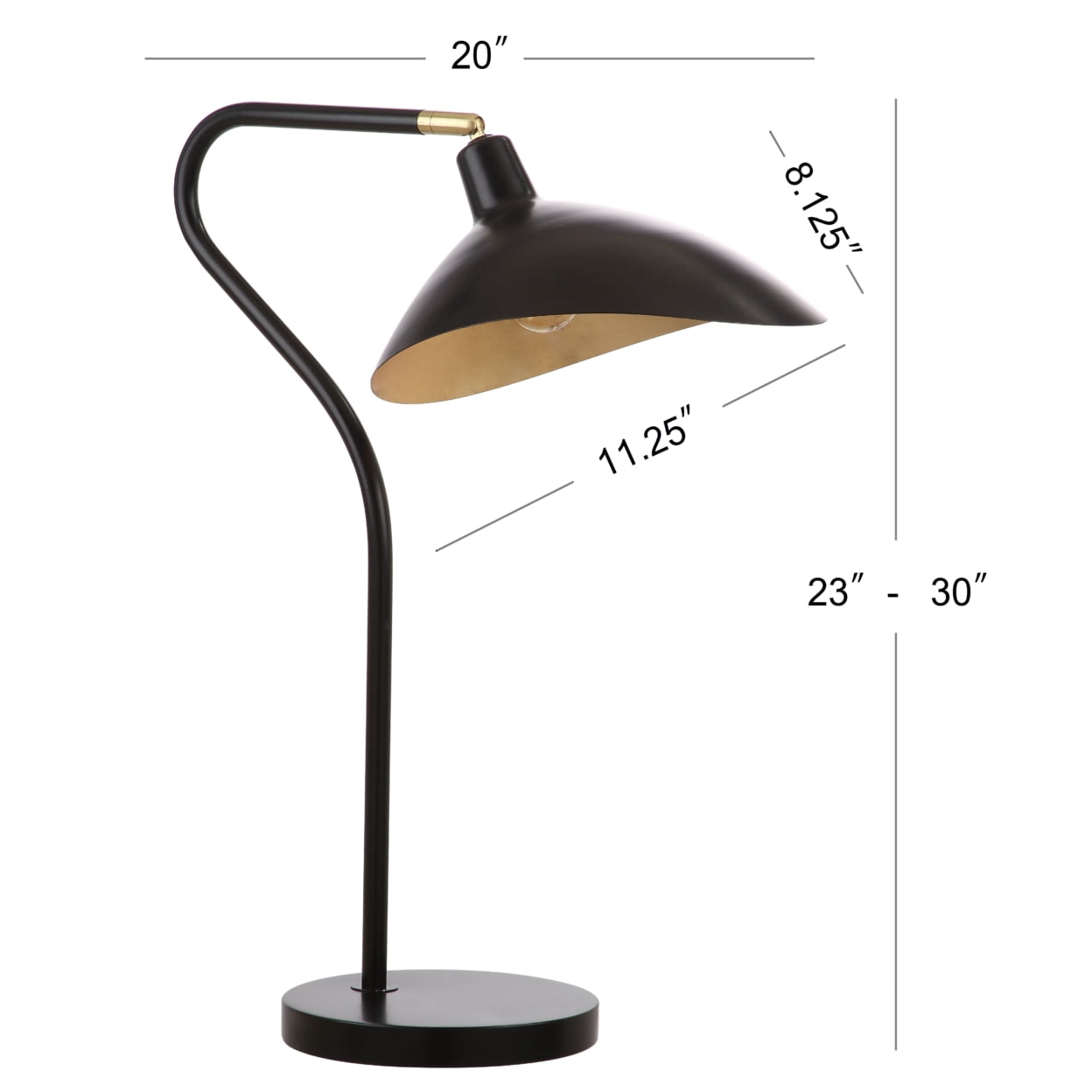 SAFAVIEH Giselle 30 in. H Modern Glam Table Desk Lamp, Black