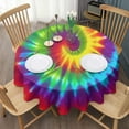 thumbnail image 3 of Colorful Rainbow Tie Dye Spiral Pattern Round Tablecloth 60"x60",Wrinkle Wipeable Table Cloth for Kitchen Dining Room Picnic Patio Party, 3 of 6