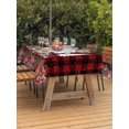 thumbnail image 2 of Outdoor Tablecloth with Umbrella Hole and Zipper, Red Plaid Christmas Rectangle Table Cloth 60x84 Inch Waterproof Tablecloth, Xmas Tree Snowflake Poinsettia Picnic Table Cover for Patio Camping, 2 of 7