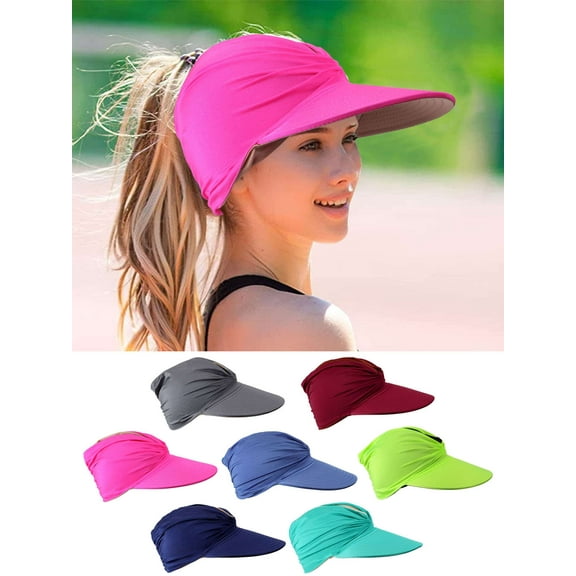 Luxtrada Womens Sun Visor Hat Wide Brim Summer UV Protection Beach Sport Cap Beach Cap Sun Hat (Yellow)