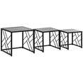 thumbnail image 1 of HOMCOM Nesting Coffee Tables Set of 3 with Black Metal Frame, Black, 1 of 10