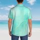 thumbnail image 4 of Balery Cyan Mint Marble Camisas hawaianas de manga corta para hombre, camisas playeras de corte holgado, camisas de vacaciones con botones,XX-Large, 4 of 7