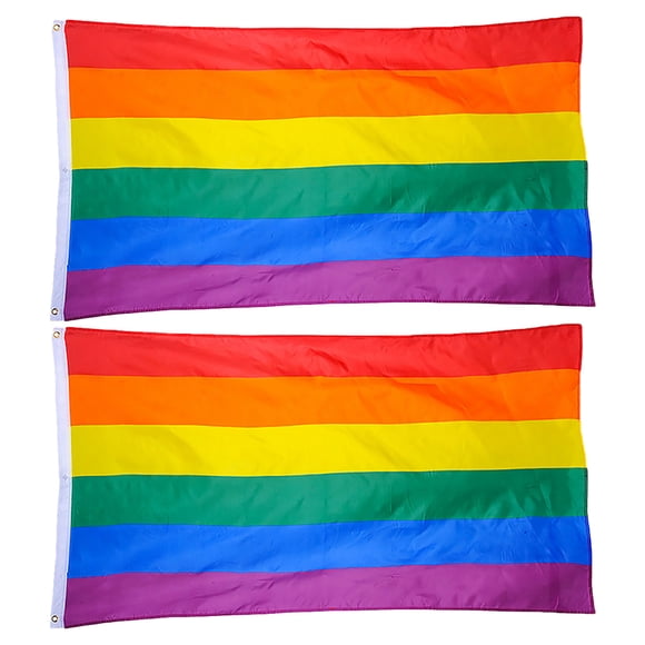 CIMAXIC Gay Pride Flag 2pcs Decorative Rainbow Flag LGBT Pride Flag Portable Outdoor Banner for Party,35.43"X23.62"X0.04"