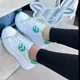thumbnail image 5 of Nuevas zapatillas de deporte de suela gruesa para mujer de talla grande con tiras delanteras, zapatos blancos de corte bajo, zapatos deportivos casuales individuales, 5 of 6