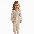 thumbnail image 4 of yboeqw Toddler Baby Girl Clothes Infant Girl Outfits 9Months-6Years Fall Ruffle Floral T-Shirt Top Pants Set Winter Clothes,Size 6-12 Months, 4 of 9
