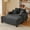 Gray, variant on Amsleekey 64" Oversized Chaise Lounge Chair Indoor, Plush Corduroy Upholstered Sofa Bed with 4 Storage Pockets, 2 Cup Holders & Pillows for Living Room, Beige