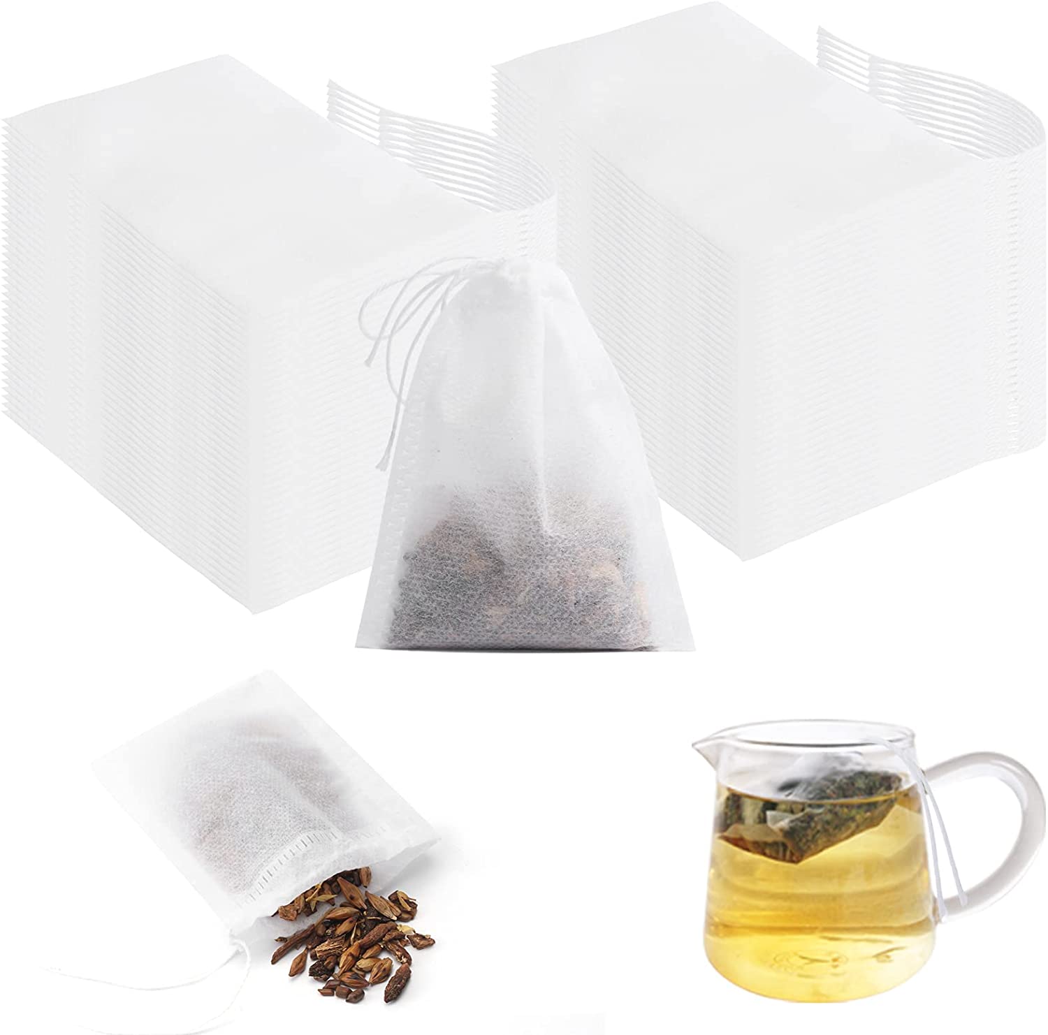 100 Piece Tea Filter Bag Disposable Tea Bag for Loose Tea Filter Bag Tea White Tea Bags Small
