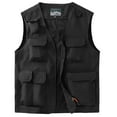 thumbnail image 2 of NoxwB Men's Full Zippered Cargo Vest Jacket Sleeveless Multi-pocket Waistcoat Outdoor Front Pockets Vest Coat Black XXXL, 2 of 3