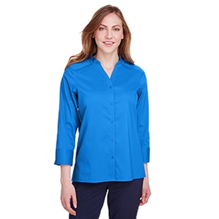 Blouse à Manches 3/4 en Broadcloth Extensible Collection Couronne pour Femmes DG560W