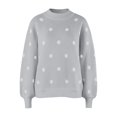 thumbnail image 6 of ISUHAZBO Womens Knit Pullover Sweater Polka Dot Crew Neck Long Sleeve Sweater Basic Casual Loose Fit Fall Winter Clothes XL, 6 of 7