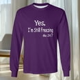thumbnail image 6 of Feancey Casual Long Sleeve T Shirts for Men Yes I'm Still Freezing Letter Printed Tshirt Big and Tall Fashion Regular Fit Tee Shirt Crewneck Pullover Shirt Purple M, 6 of 6
