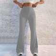 thumbnail image 2 of Jxximdong Leggings for Women Womens Stretch High Waist Leggings Regular Solid Flared Pants Active Workout Yoga Pants Trousers Gray S Yoga Pants, 2 of 5