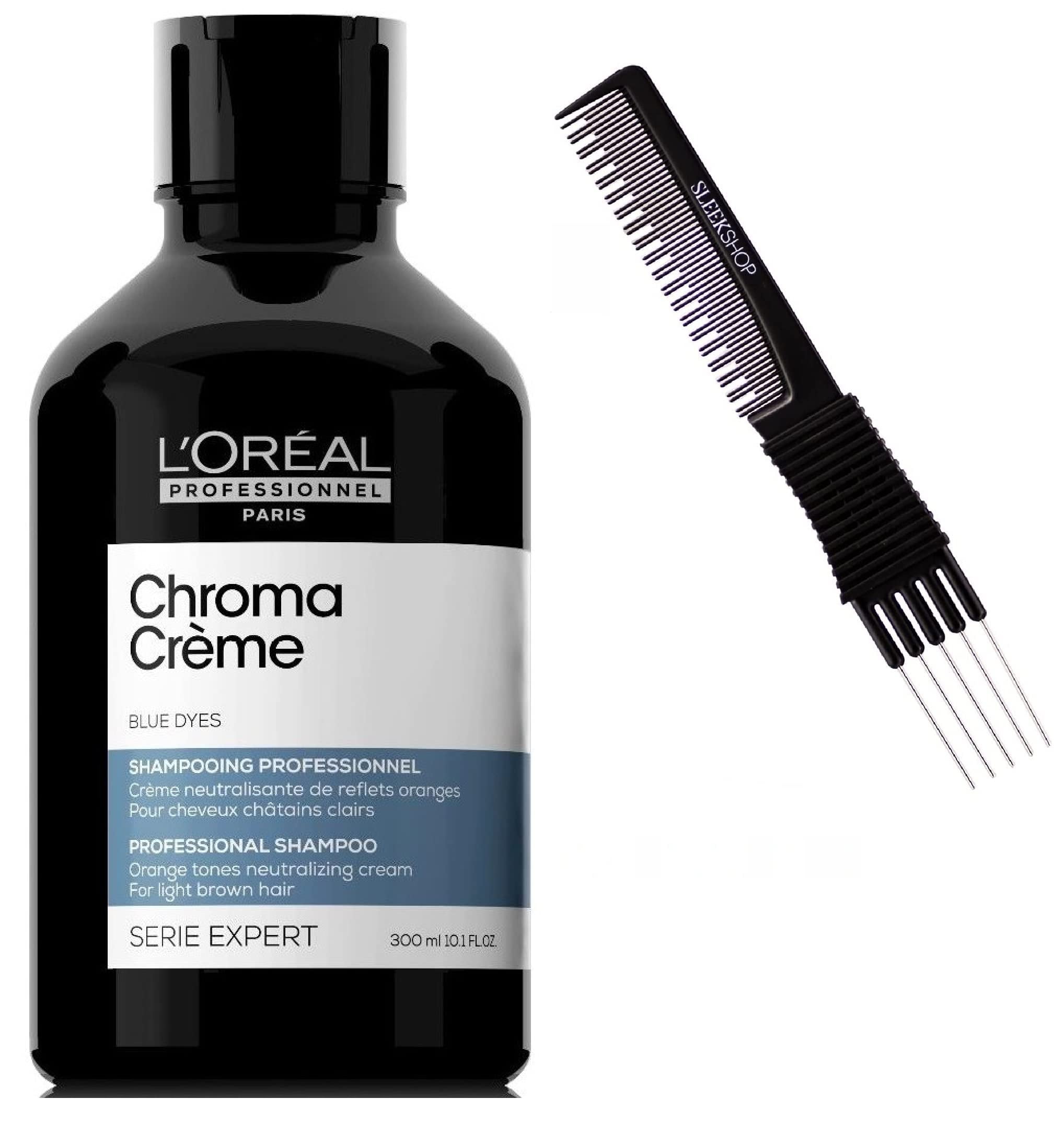 L'oreal SERIE EXPERT Chroma Creme BLUE DYES Professional Orange Tones Neutralizing Cream for Light Brown Hair Loreal (w/ Sleek Teasing Comb) (Chroma Creme Shampoo (BLUE) - oz - Walmart.com