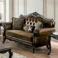 thumbnail image 5 of Furniture of America Innes Faux Leather Tufted Loveseat in Dark Cherry and Brown, 5 of 12