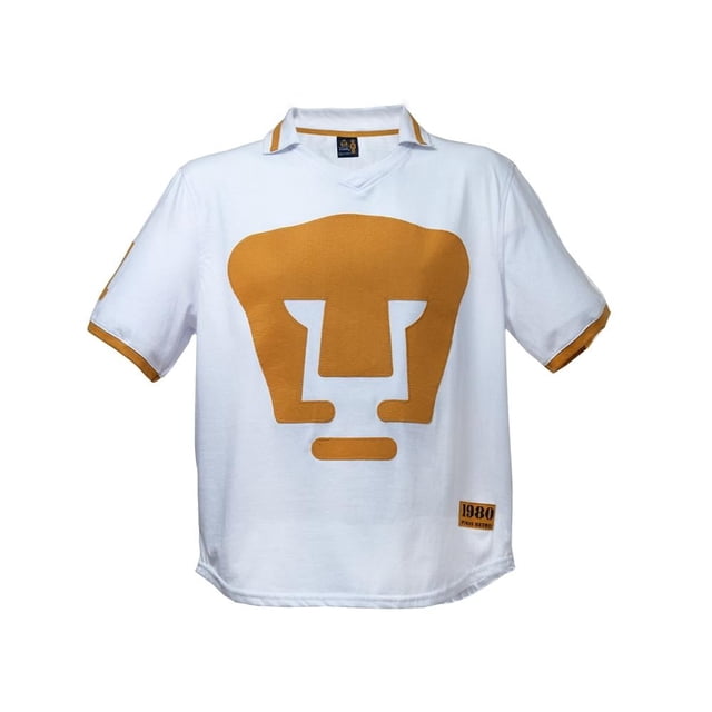 Jersey Pumas Retro 1980 Old School Sports Para Hombre Talla CH Blanco/dorado