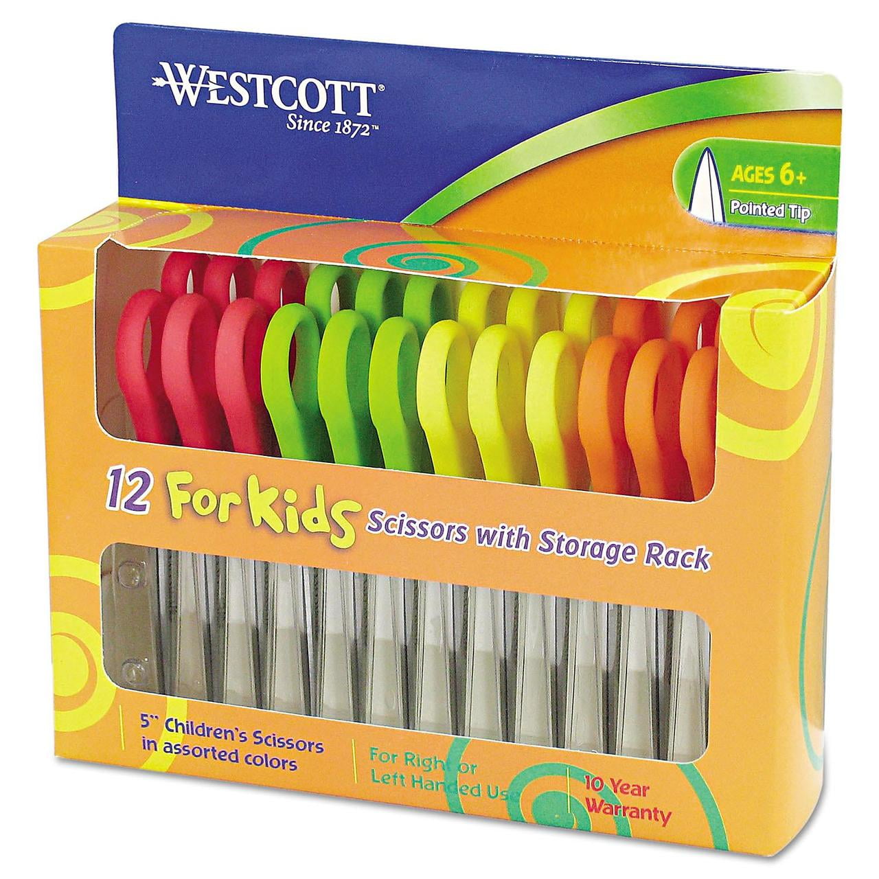 Westcott Kids Scissors, 5' Pointed, Assorted, 12/Pack