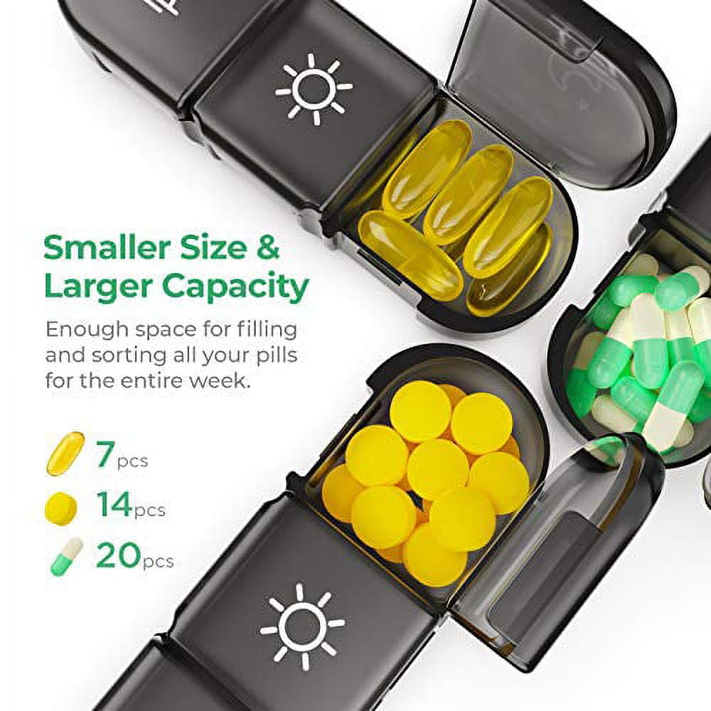 Pill Box 7 Days Organizer 21/28 Grids 3 Times One Day Portable Travel with  Large Compartments for Vitamins Medicine Fish Oils
